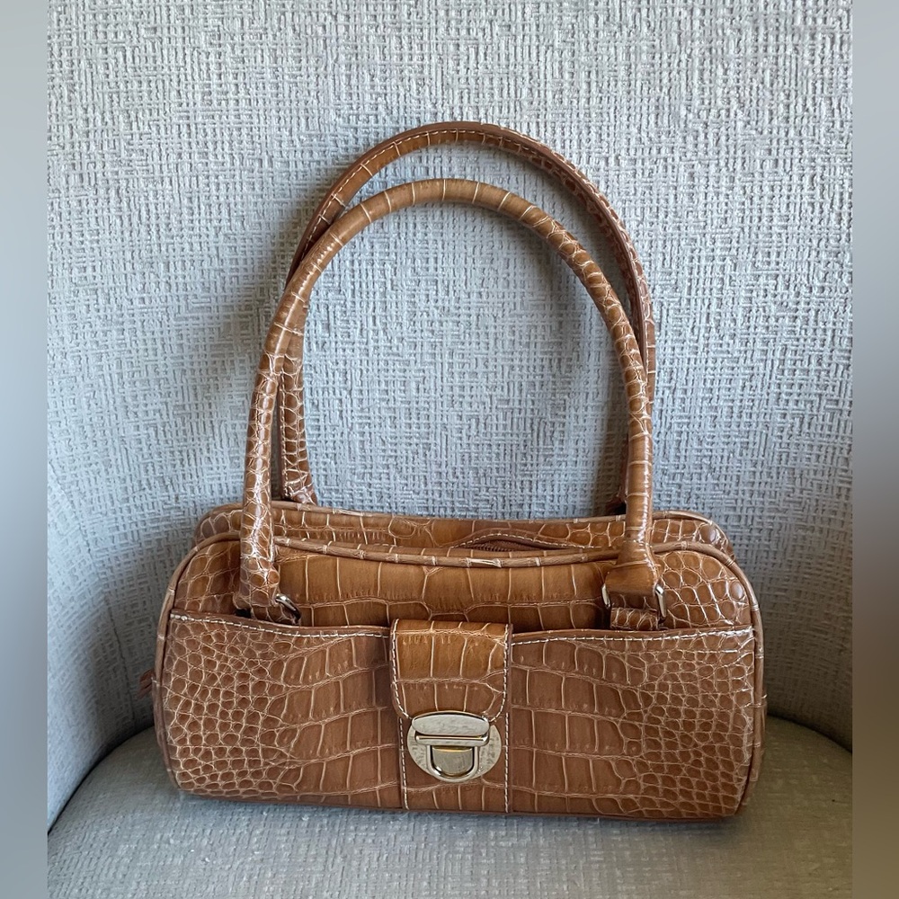 Vintage Liz Claiborne Elegant Tan Crocodile-Embossed Women's Bag